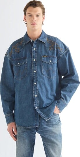 Wrangler Western Shirt Blue L