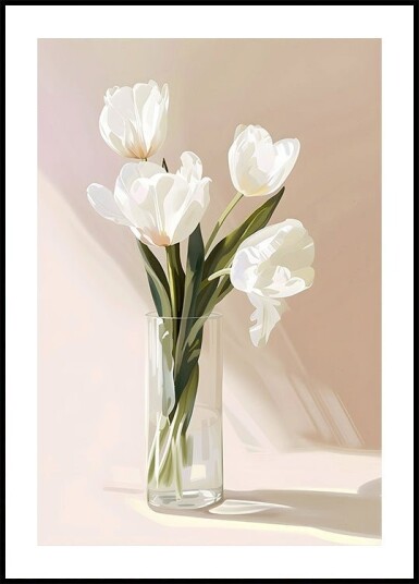 Elegant White Blooms Poster Plakat / 30x40cm