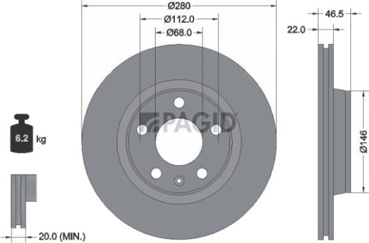 PAGID 53961NC Bremseskive PAGID 53961NC Bremseskive