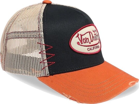 Von Dutch Oval Patch Distressed White/Black/Orange Von Dutch - WHITE - BLACK - ORANGE - One Size