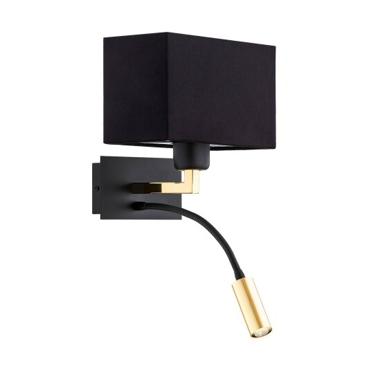 Euluna Vegglampe Harry, kantet, svart/messing/svart