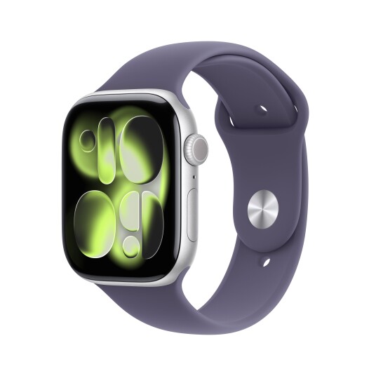 Apple Watch Series 11 GPS + Cellular 46mm Silver Aluminium Case with Purple Fog Sport Band   M/L
