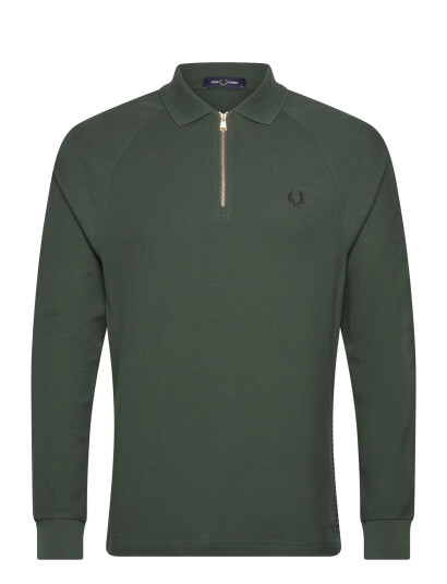 Fred Perry Dash Taped Z/N Polo Shirt - Green - XS