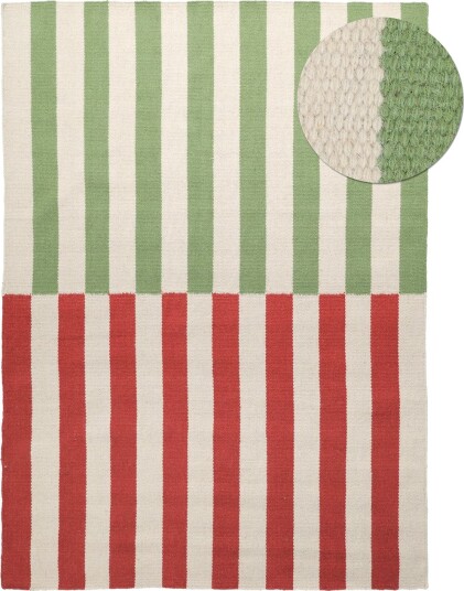 Ullteppe Peniche krem/grønn/rød Størrelse: 200 x 290 cm