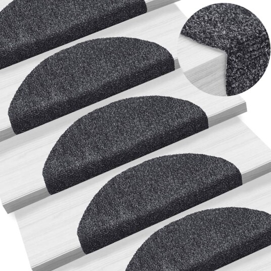 vidaXL Selvklebende trappematter 5 stk mørkegrå 65x21x4 cm nålestempel vidaXL Selvklebende trappematter 5 stk mørkegrå 65x21x4 cm nålestempel