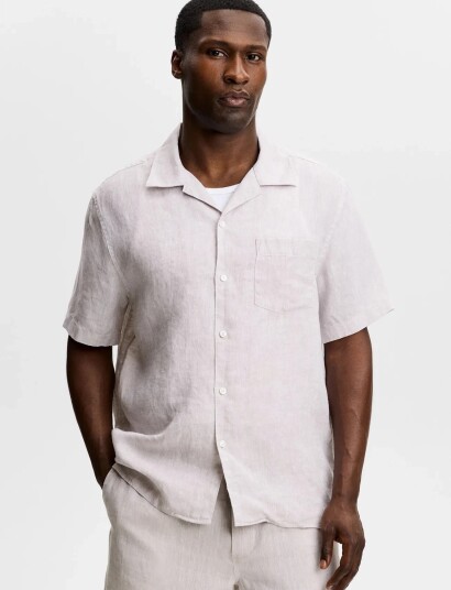 J. Lindeberg Elio Linen Shirt   Grey   XXL