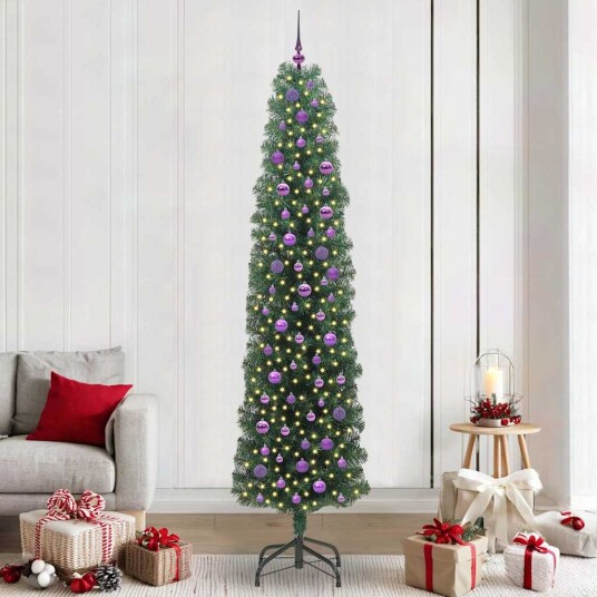Kunstig juletre med 300 LED grønn 240 cm PVC og stål og plast Kunstig juletre med 300 LED grønn 240 cm PVC og stål og plast