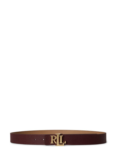 Lauren Ralph Lauren Logo Reversible Pebbled Leather Belt Brown M