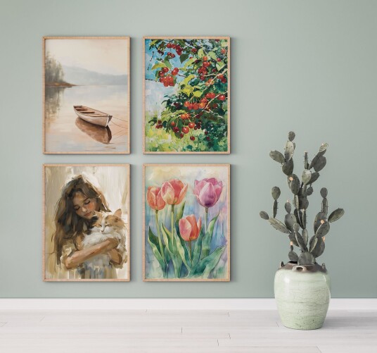 Plakat Tranquility i Blomstring / Sett av 4