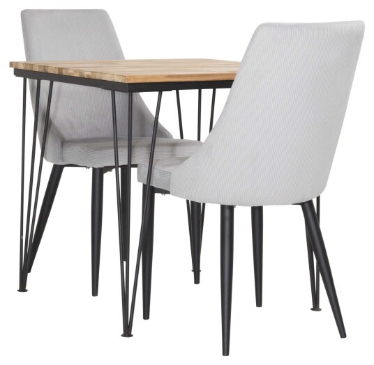 Venture Design Bali & Leone spisegruppe Natur/grå 2 st stoler & bord 80 x 80 cm