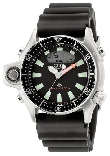 Citizen Herreklokke JP2000 08E Aquatimer Sort/Gummi Citizen Herreklokke JP2000 08E Aquatimer Sort/Gummi
