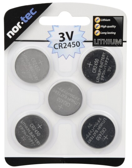 BATTERI CR2450 LITHIUM 3V 5STK