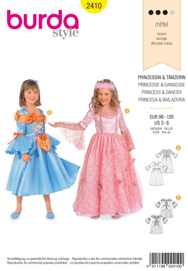 Burda 2410 - Prinsesse & Danser EUR: 98-128, US: 3-8