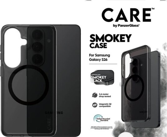 CARE by PanzerGlass Urban Explorer Mobildeksel Smokey Svart med Qi-kompatibilitet for Samsung Galaxy S26
