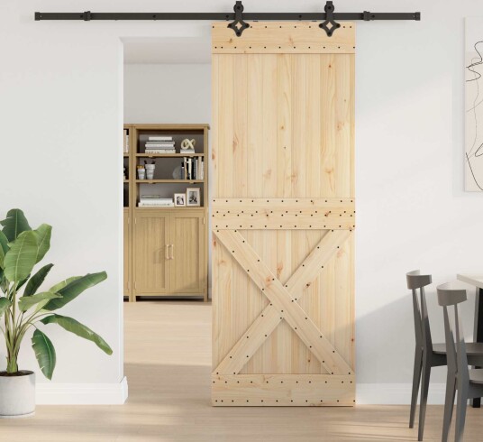 vidaXL Skyvedør NARVIK Naturlig og svart 85 x 210 cm (213,5 cm)
