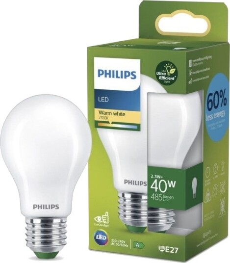 Philips Ultra Efficient E27 LED-pære 485 lm