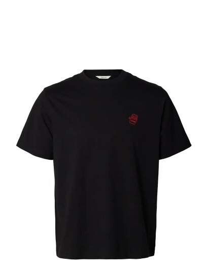 Selected Slhreg Ripley Ss Emb Tee Ex Black L