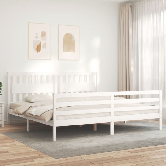 vidaXL Sengeramme med hodegavl hvit 200x200 cm heltre vidaXL Sengeramme med hodegavl hvit 200x200 cm heltre