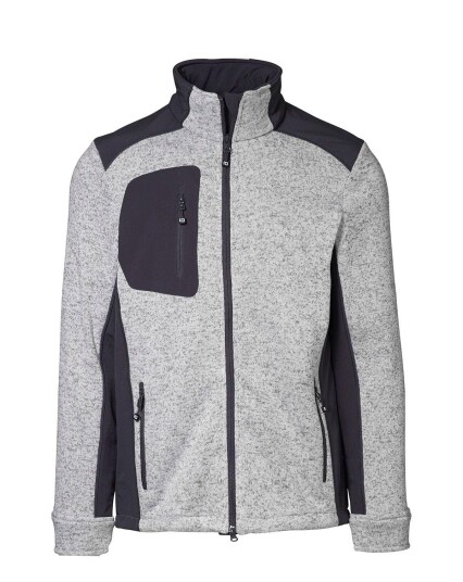 ID Strikket Fleece Cardigan m. Brystlomme Grå