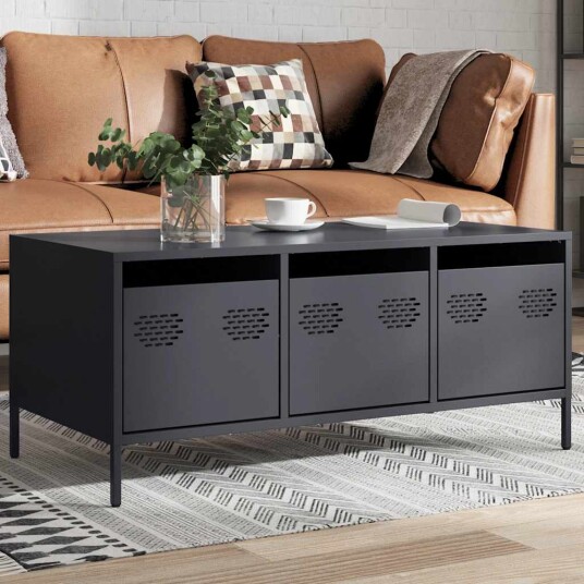 Salongbord antrasitt 101,5x50x43,5 cm kaldvalset stål 8721102930270