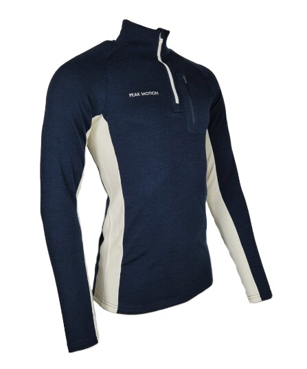 Peak Motion Fusion Wool Half Zip Herre Dark Navy/Offwhite S