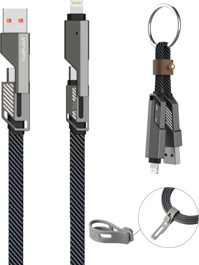 4Smarts 541456, 1,5 M, Usb A/Usb C, Usb C/Lightning, Grafitt