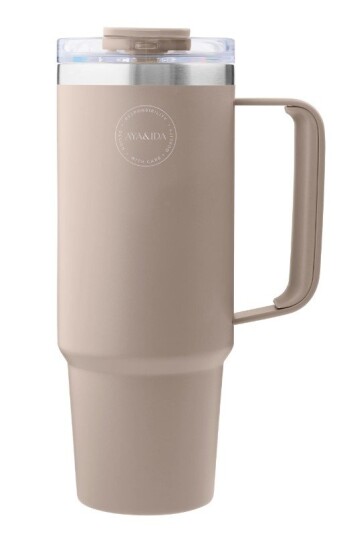 AYA&IDA Thermokopp med sugerør 880ml Krembeige