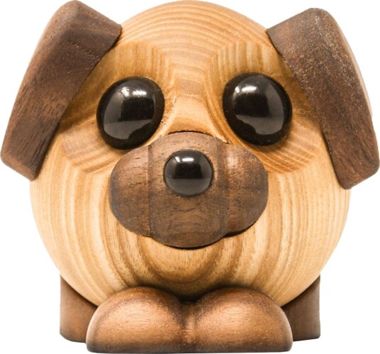 FableWood Buddy Trefigur - Hund i Ask og Valnøtt 8 cm