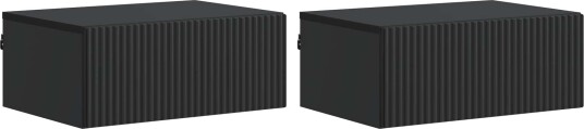 Vegghengt Nattbord 2 pcs Svart 49 x 34,5 x 20 cm Konstruert tre