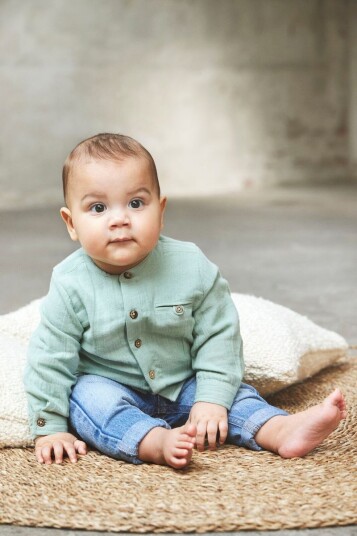 En Fant Shirt LS Muslin Jadeite (62 / 3 mnd)
