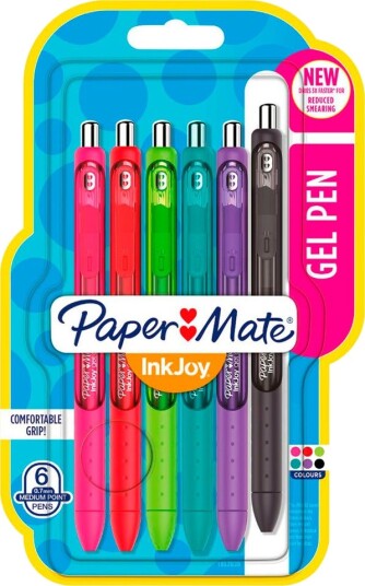 Paper Mate Inkjoy Gel Kulepenn 0,7mm 6 Pack Assorterte Farger