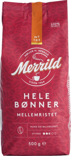 Merrild | Mediumbrent nr. 103 500g kaffebønner Merrild | Mediumbrent nr. 103 500g kaffebønner