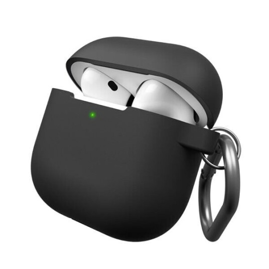KeyBudz Elevate Series-deksel med nøkkelring for Airpods 4. generasjon Svart