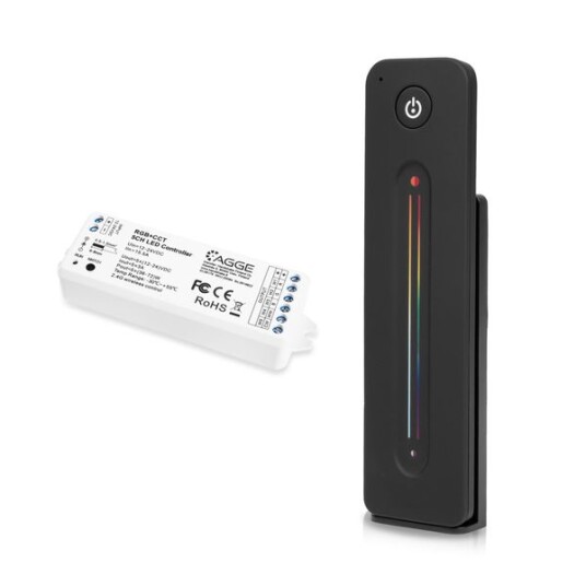 Driver for LED stripe AGGE RGB+CCT Colour Controller RF 2,4 GHz Driver + Fjernkontroll Touch Slide Svart