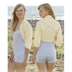 Lemon Cross by DROPS Design Bolero Strikkeoppskrift str. S XXXL Small
