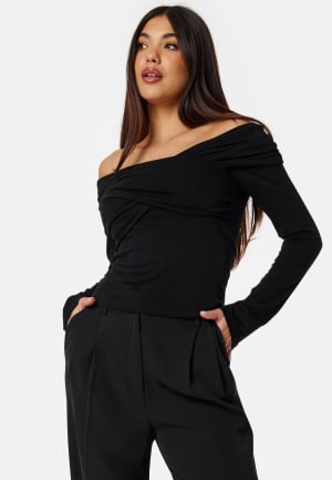 BUBBLEROOM Off Shoulder Long Sleeve Top Black XS