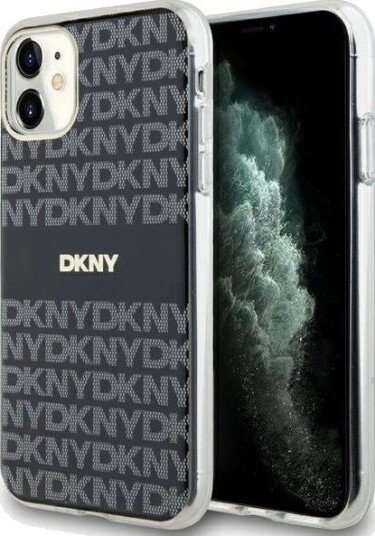 DKNY IML Mono & Stripe MagSafe-etui for iPhone 11 / Xr - svart