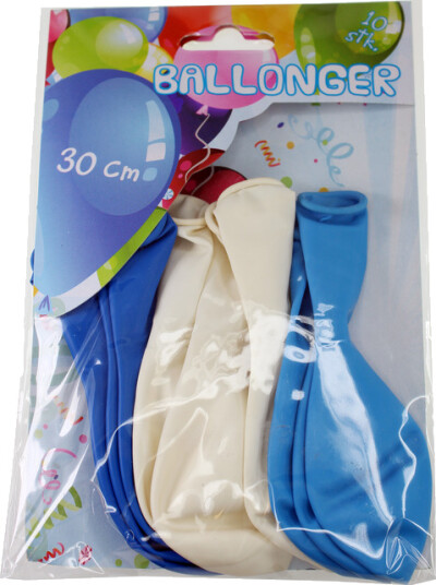 Ballonger standard 10pk blå/hvit