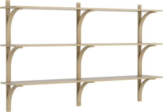 Levi Wall Shelf 180 cm Medium Brass / Naturlack Oak