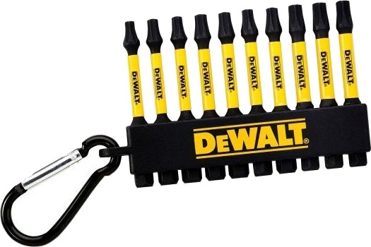 Dewalt 10 Deler Torx Bitsett med Nøkkelring 50mm - Elektroverktøy Tilbehør