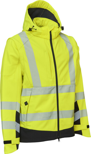 Elka Synlig Xtreme Softshell Jakke med Avtakbare Ermer Fl.gul/sort L