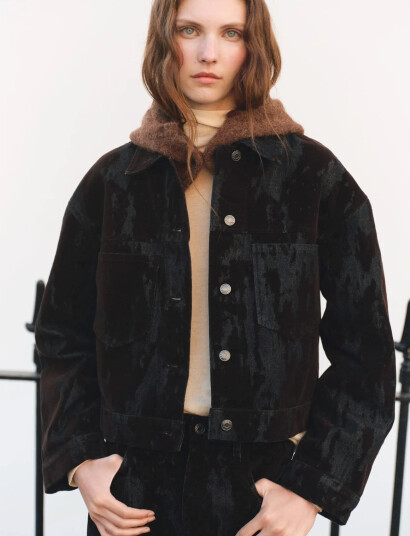 Mango Devoré Denim Jacket - Black - S Mango Devoré Denim Jacket - Black - S