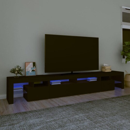 TV-benk med LED-lys svart 260x36,5x40 cm