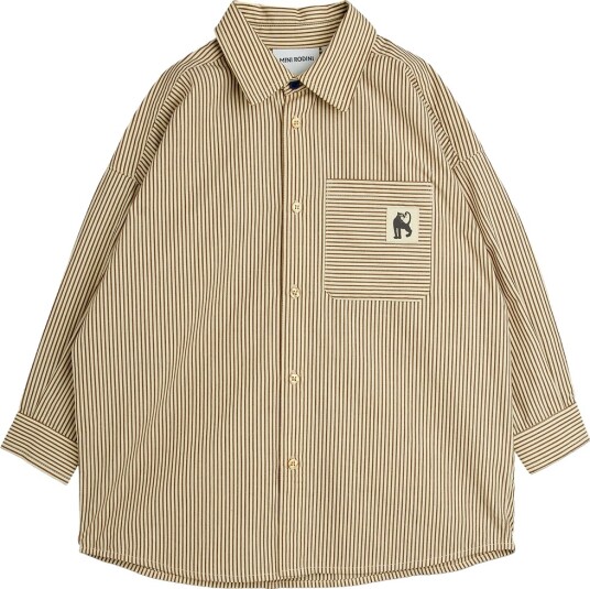 Mini Rodini Skjorte Poplin Brun Mini Rodini 4 5 år (104 110) Skjorte