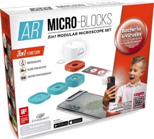 Ar Micro Blocks 3I1 Modulært Mikroskop Sæt Til Mobilen   Bakterier Og Vira