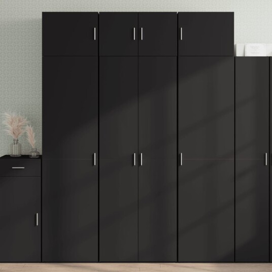 Oppbevaringsskap svart 70x42,5x225 cm konstruert tre