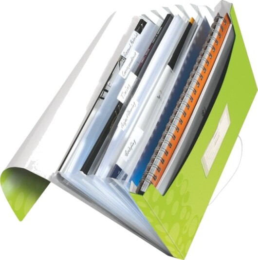 Leitz Wow   Dokumentmappe   Kan Utvides   6 Rom   6 Deler   For A4 210 X 297 Mm   Med Fliker   Grønn Metallic