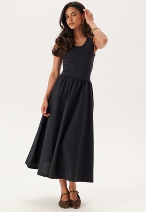 GANT Midi Jersey Woven Combo Dress Black S