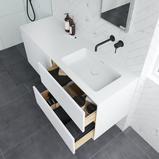 Pulcher Mood 140R Soho Baderomsmøbel 140x46 cm matt hvit med SolidTec® vask