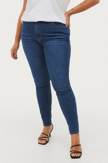 Ellos Plus Collection Smale stretchjeans med høy midje Blå
